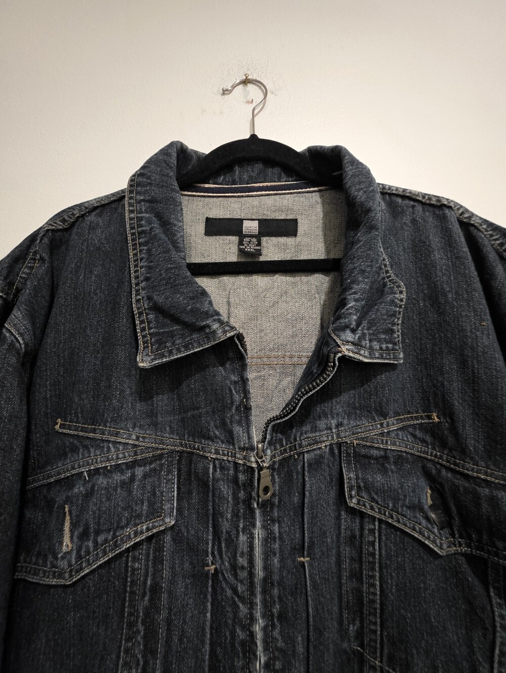 Vintage Marithé François Girbaud Dark Wash Denim Zip Jacket Men's XXXL 3XL 90s - Picture 7 of 12